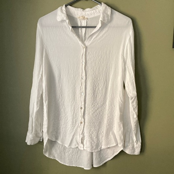 Jane & Delancey white button down rayon/spandex blend tunic blouse. - Picture 1 of 7